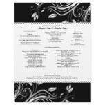Black and White Floral Swirls Wedding Program letterhead