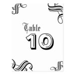 Black and White Floral Table Number Post Cards