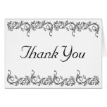 Black and White Floral Thank You Card