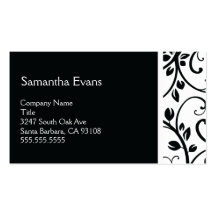 Black and White Floral Vine Business Card