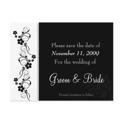 Black and White Floral Wedding Announcement Postcards by fe0208