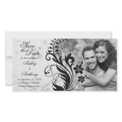 Black and White Floral Wedding Save the Date by wasootch