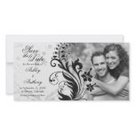 Black and White Floral Wedding Save the Date photo cards