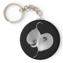 BLACK AND WHITE FLORAL YIN YANG KEY CHAINS