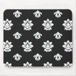 black and white flourish damask pattern mouse pads