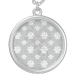 black and white flourish damask pattern necklaces