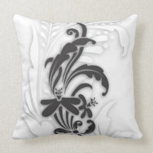 Black and White Flourish Florals Pillow