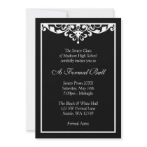 Black and White Flourish Formal Prom Dance Ball