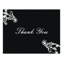 Black and White Flourish Thank You Note invitations