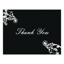 Black and White Flourish Thank You Note Custom Announcements