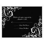 Black and White Flourish Wedding RSVP Custom Invites