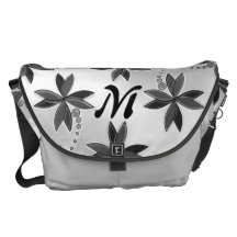 Black and White Flower Personalized Diaper Bag Courier Bags