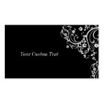 Black and White Flower Scroll Business Card Template