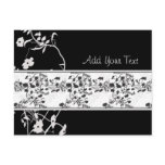 BLACK AND WHITE FLOWER SCROLL POSTCARD