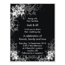Black and White Flowers 4.25x5.25 Invite
