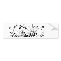 Black And White Flowers Bumper Sticker