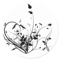 Black And White Flowers Round Stickers