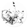 Black And White Flowers Round Stickers