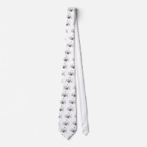 Black And White Flowers Neck Tie