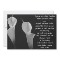 Black and White Flowers Wedding Announcement