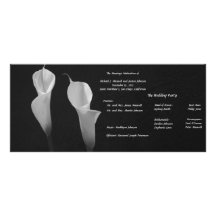 Black and White Flowers Wedding Program Rack Cards