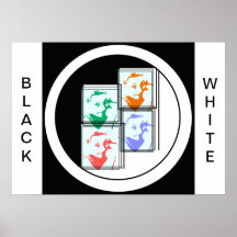 Black and White four faces Poster