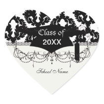 black and white funky damask pattern graduation sticker