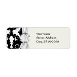 black and white funky damask pattern labels