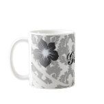 black and white funky damask pattern coffee mug