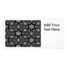 Black and White Geometric Star Pattern Custom Photo Card