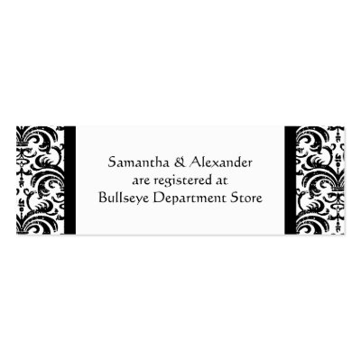 Black and White Gift Registry Insert Cards by CustomInvites