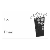 black and white gift tags rectangle sticker