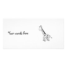 Black and white giraffe picture card