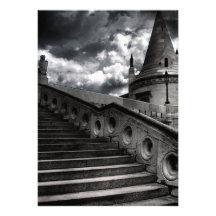 Black and White Gothic Castle Halloween Party Personalized Invite