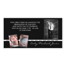 Black and White Graduation Annoucment & Invite Photo Greeting Card