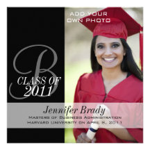 Black and White Graduation Announcement Photo
