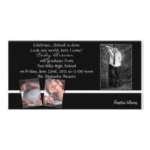 Black and White Graduation Invite Picture Card