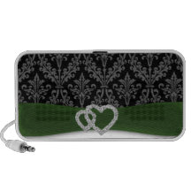black and white green damask speaker