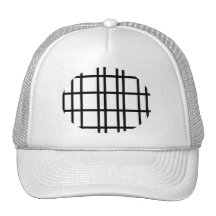 Black and white grid pattern mesh hat
