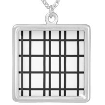 Black and white grid pattern necklace