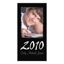 Black and White Grundge Style Graduation Invite Photo Greeting Card