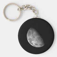 Black and White Half Moon Image Keychain