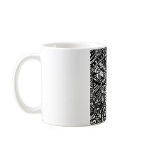 Black and white handpainted doodles mug