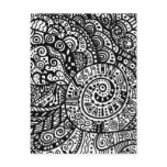 Black and white handpainted doodles post card