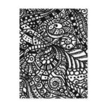 Black and white handpainted doodles postcard