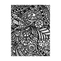 Black and white handpainted doodles postcard