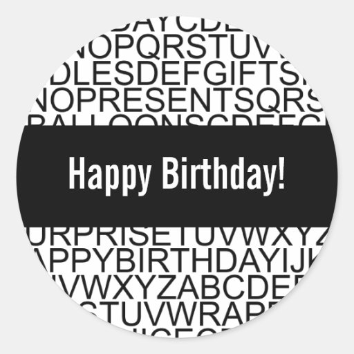 Black and White Happy Birthday Stickers Zazzle