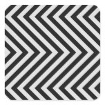 Black and White Hazard Stripes Textured Square Sticker