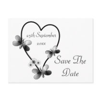 Black And White Heart And Butterflies Save The Dat