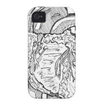 Black and white heart drawing case for the iPhone 4